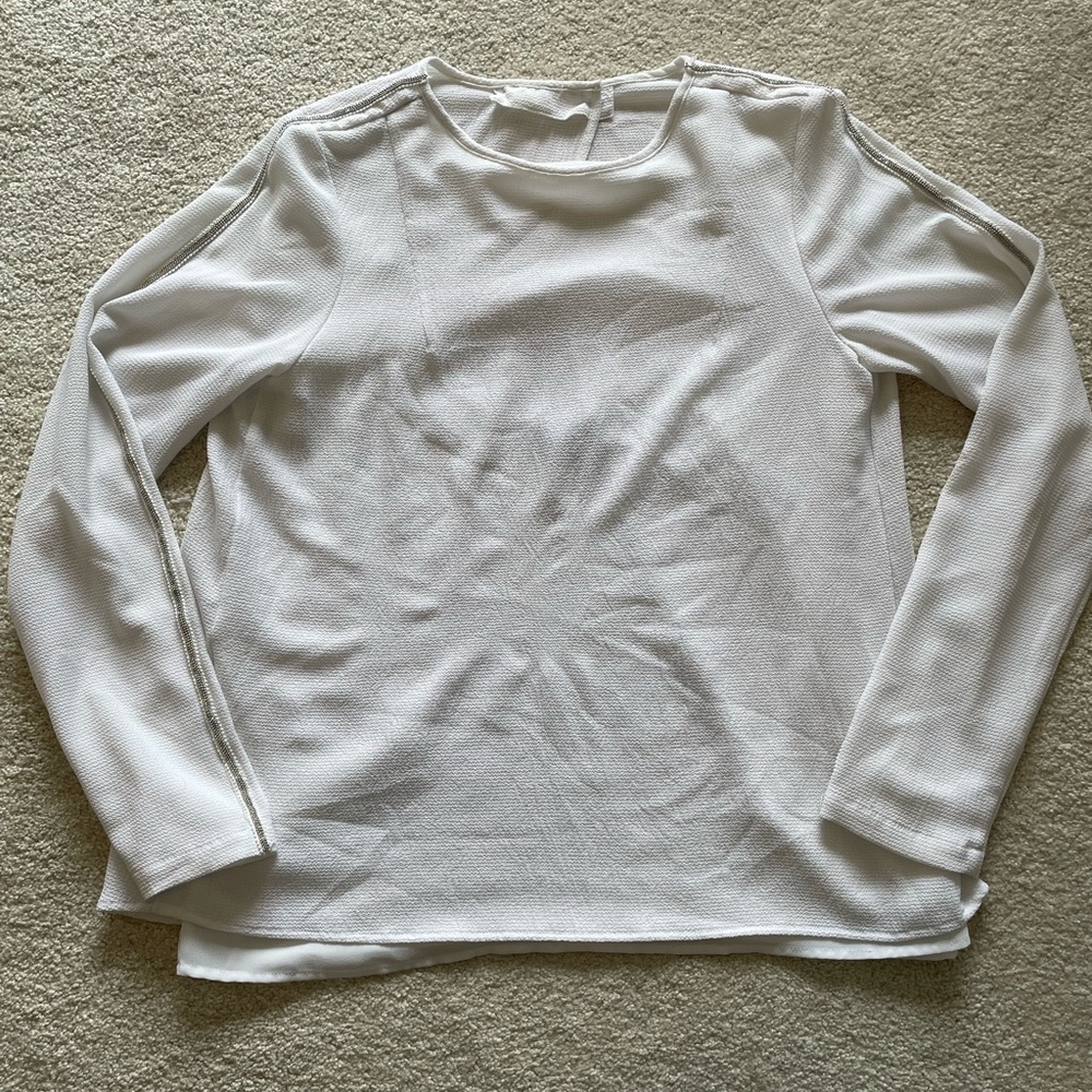 H&M White and Silver Beaded Blouse